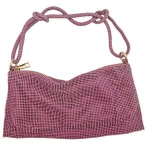Unbranded Pink Sparkly Rhinestone Evening Bag Purse Party Cocktail Knot Strap